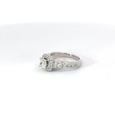 14k White Gold 1.00ct G VS2 Princess Cut and Round Diamond Total Weight Engagement Ring